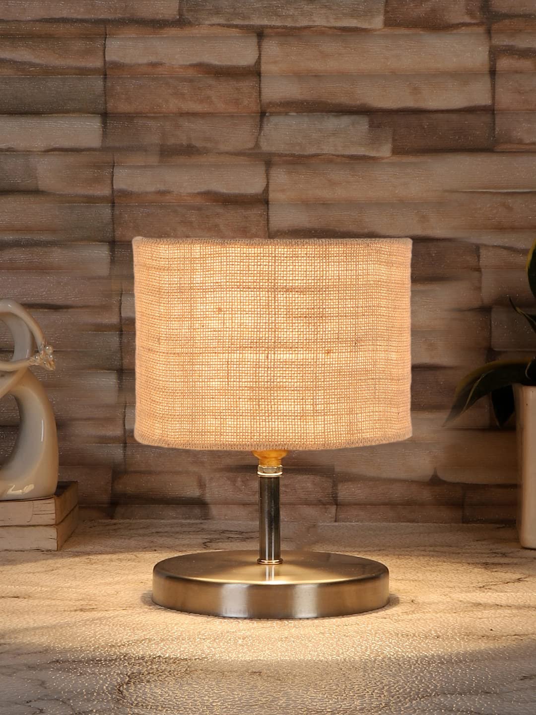 Beige Jute Table lamp with Steel Base -64