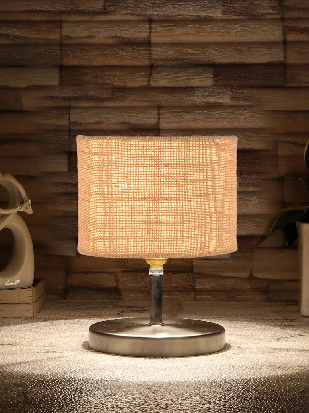 Beige Jute Table lamp with Steel Base -64