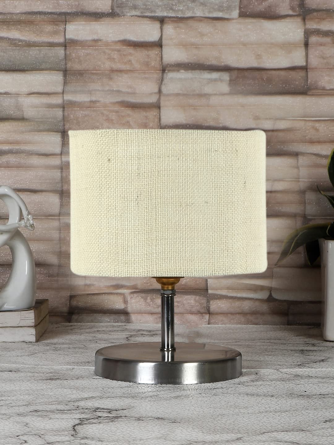 White Jute Table lamp with Steel Base -65