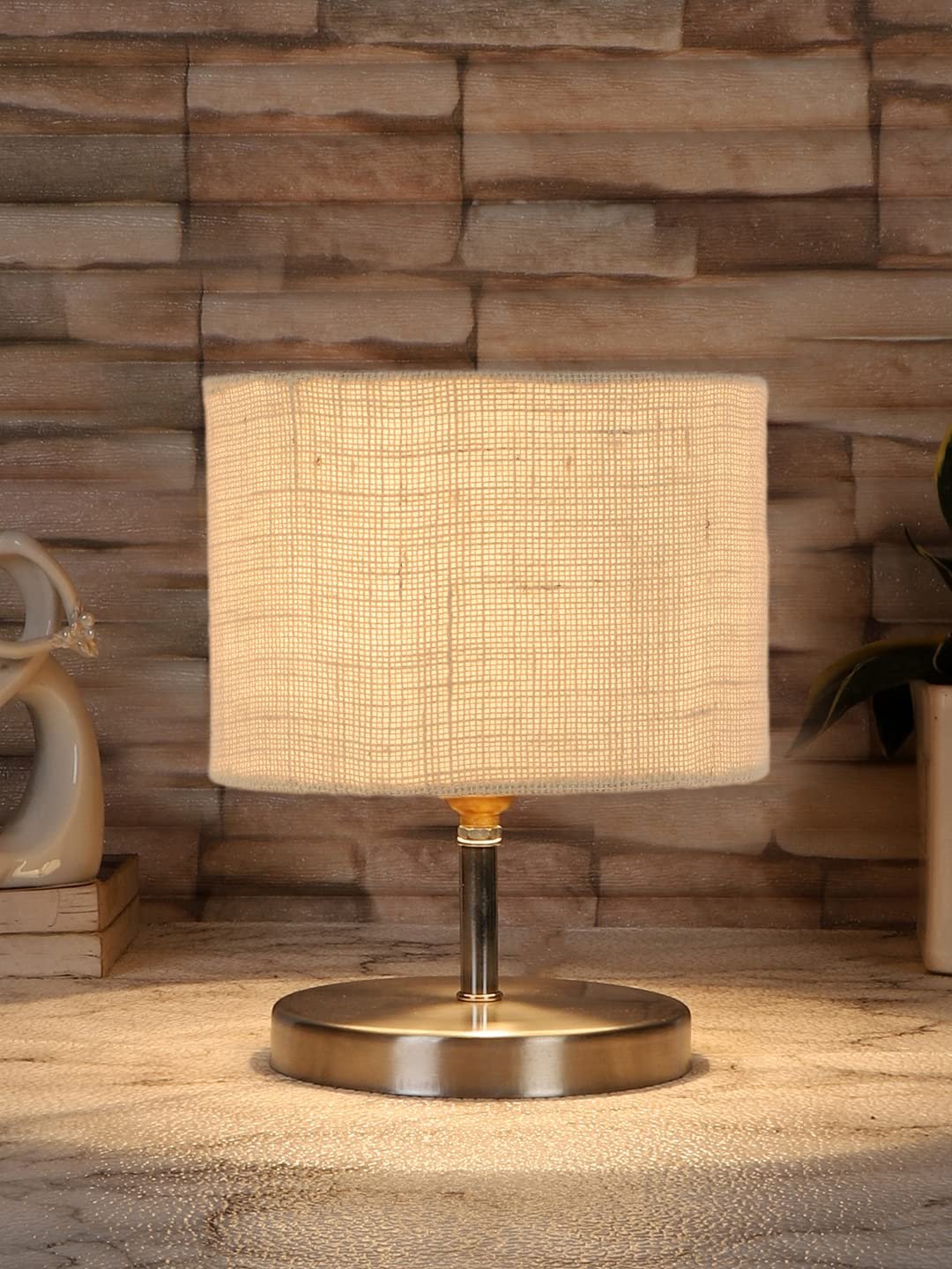 White Jute Table lamp with Steel Base -65