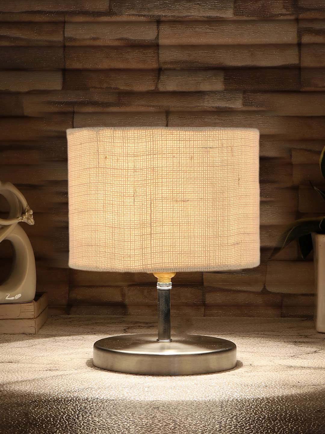 White Jute Table lamp with Steel Base -65