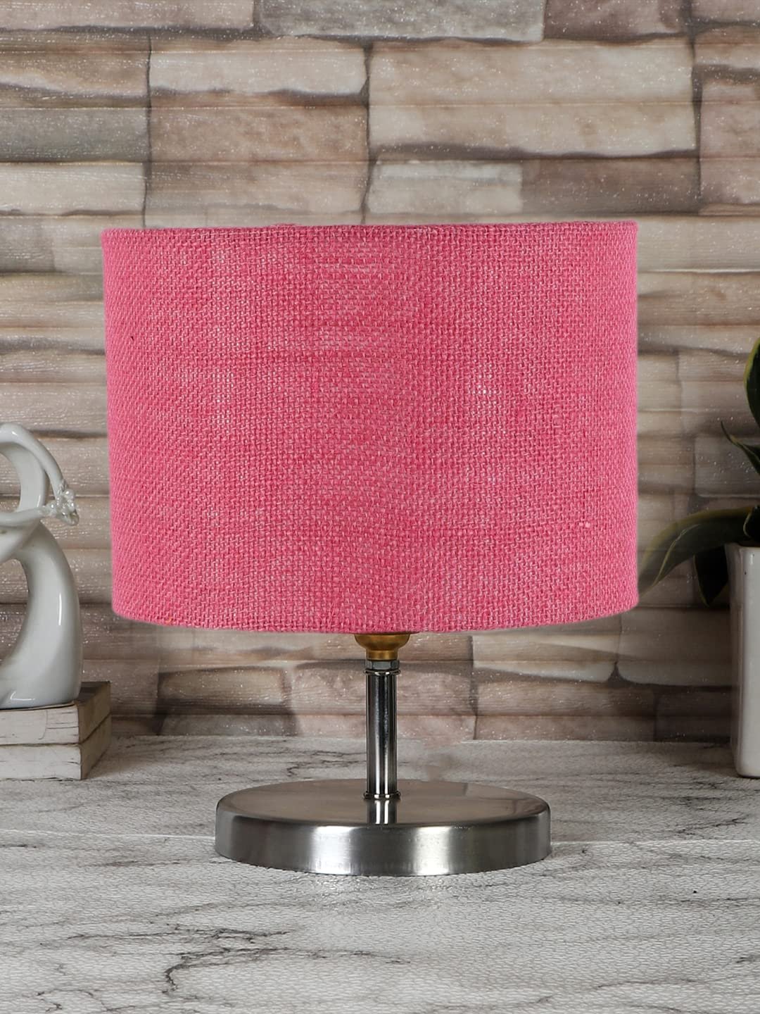 Pink Jute Table lamp with Steel Base -66