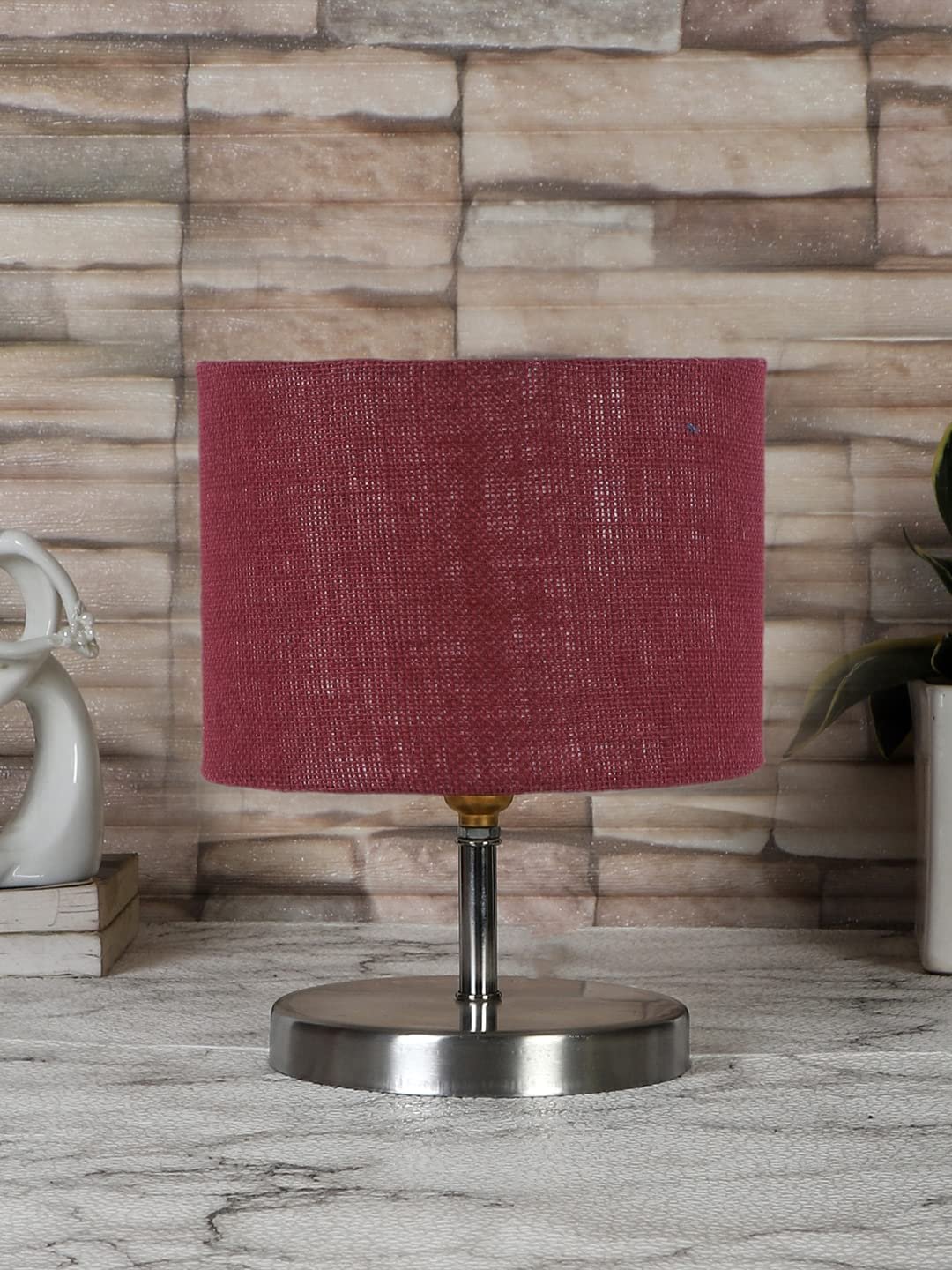 Maroon Jute Table lamp with Steel Base -67