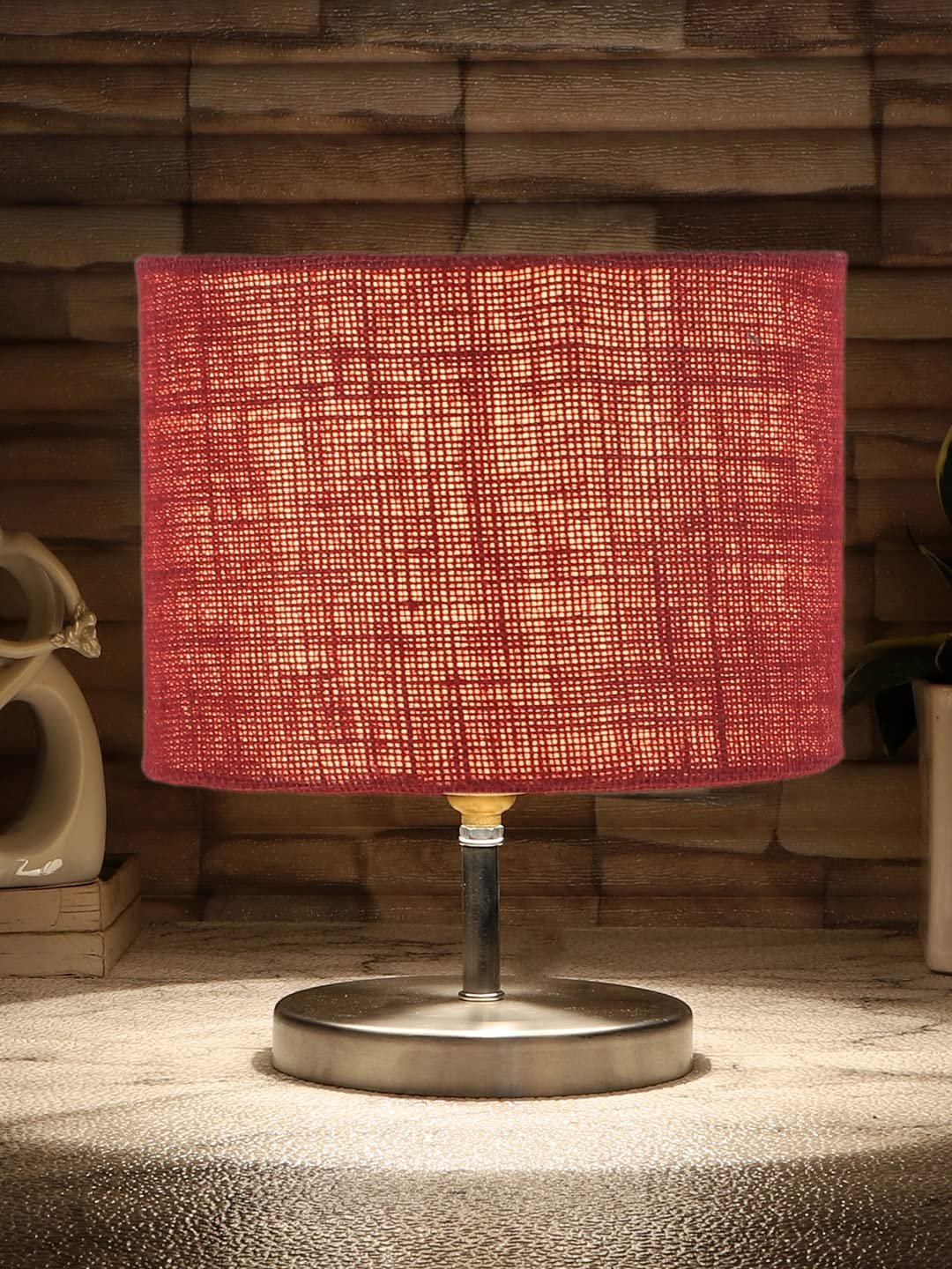 Maroon Jute Table lamp with Steel Base -67