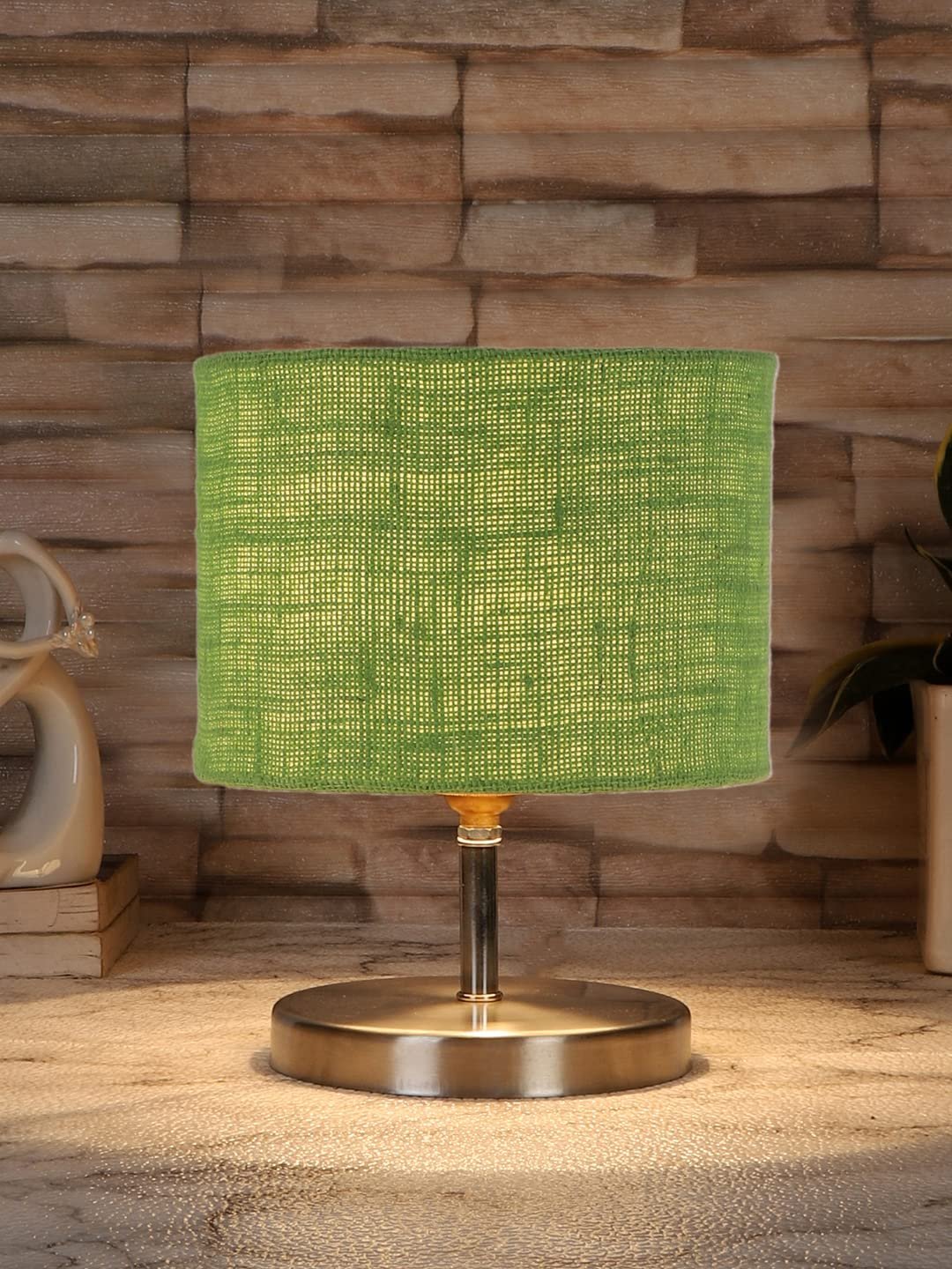 Green Jute Table Lamp with Steel Base -72