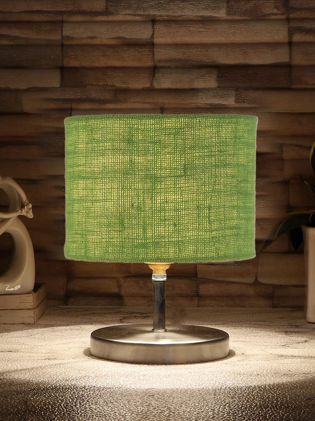Green Jute Table Lamp with Steel Base -72