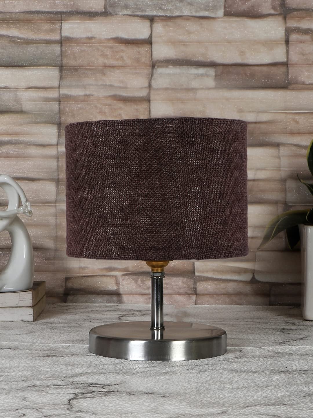 Brown Jute Table Lamp with Steel Base -73