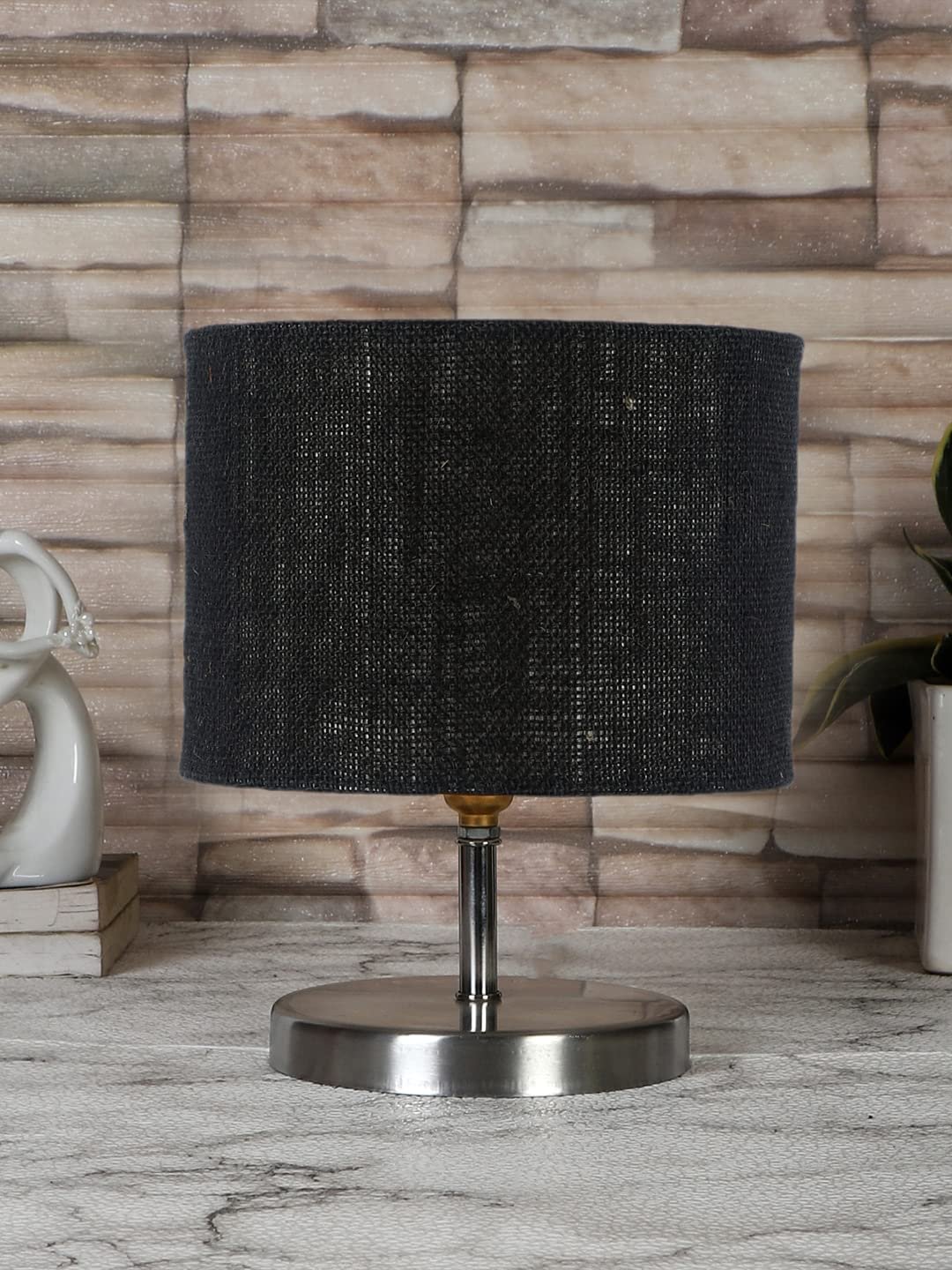 Black Jute Table Lamp with Steel Base -74