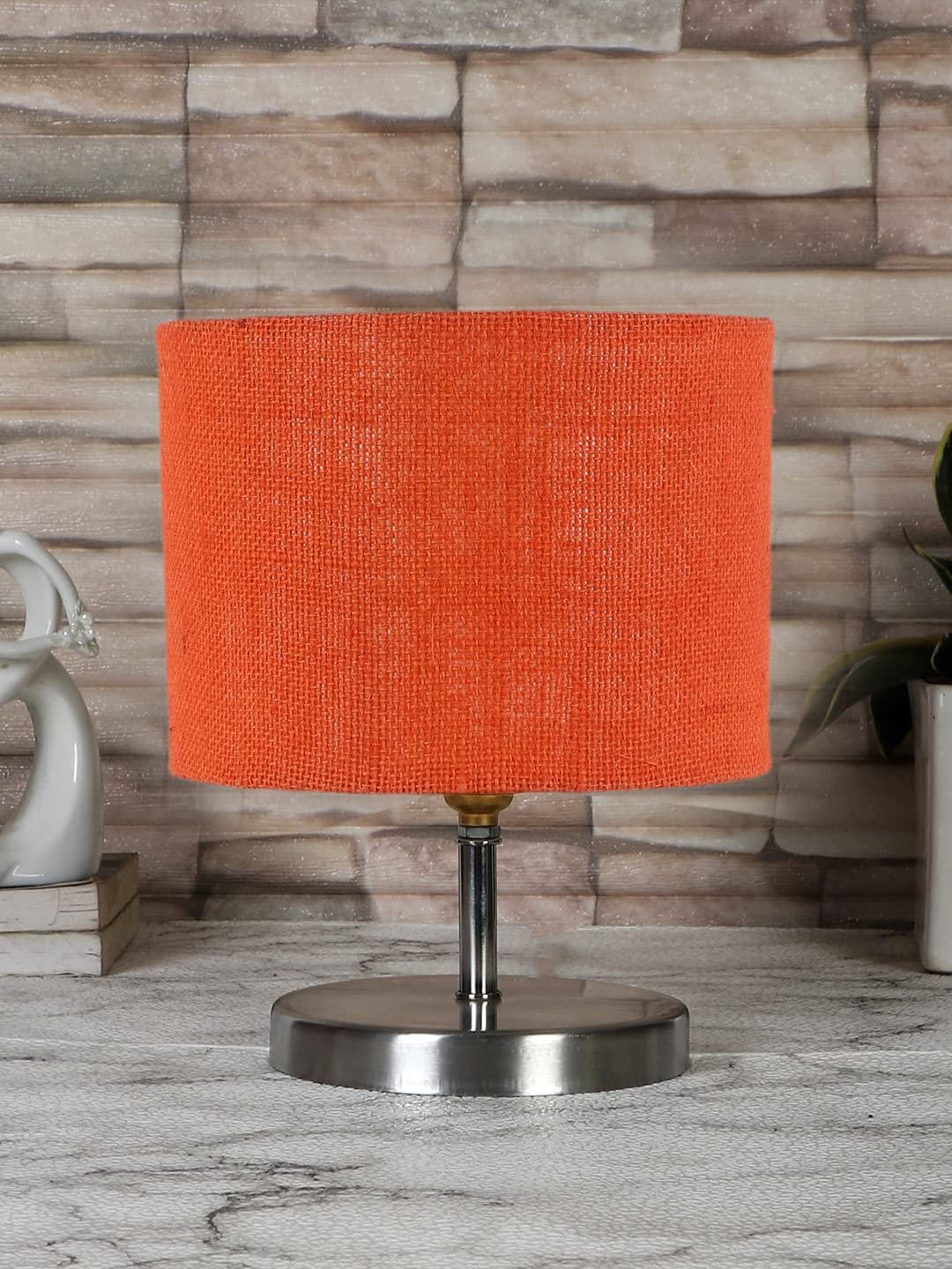 Orange Jute Table Lamp with Steel Base -75