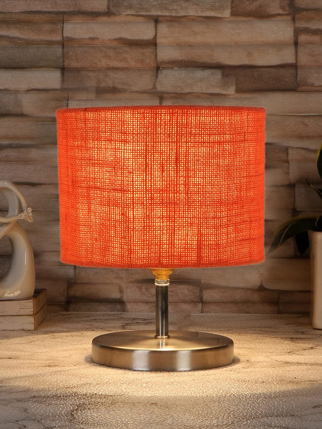 Orange Jute Table Lamp with Steel Base -75