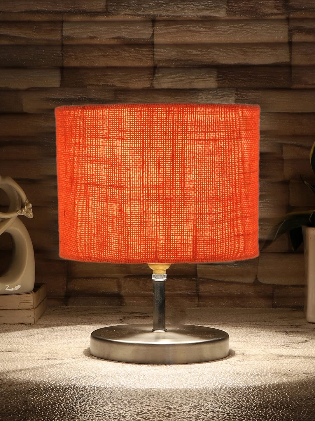 Orange Jute Table Lamp with Steel Base -75