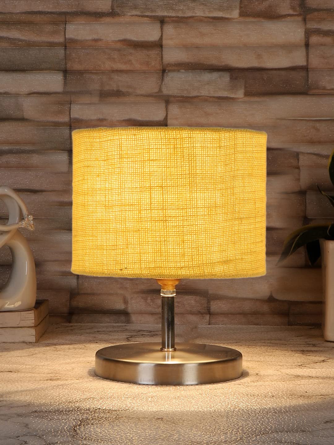 Yellow Jute Table Lamp with Steel Base -77