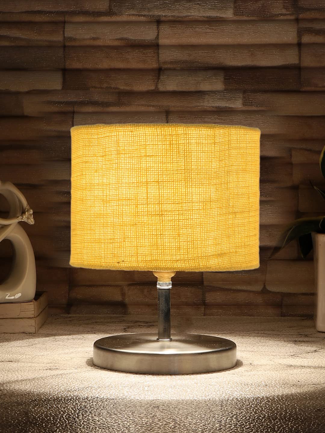 Yellow Jute Table Lamp with Steel Base -77