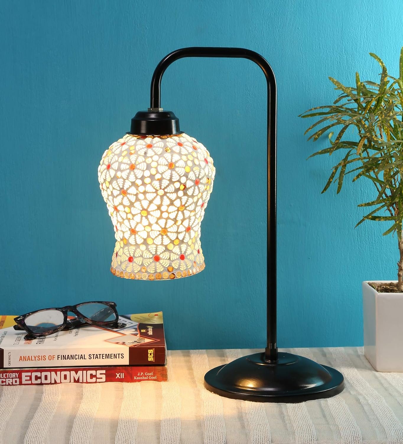 Mosaic Multicolor Glass Table LAMP with Black Base