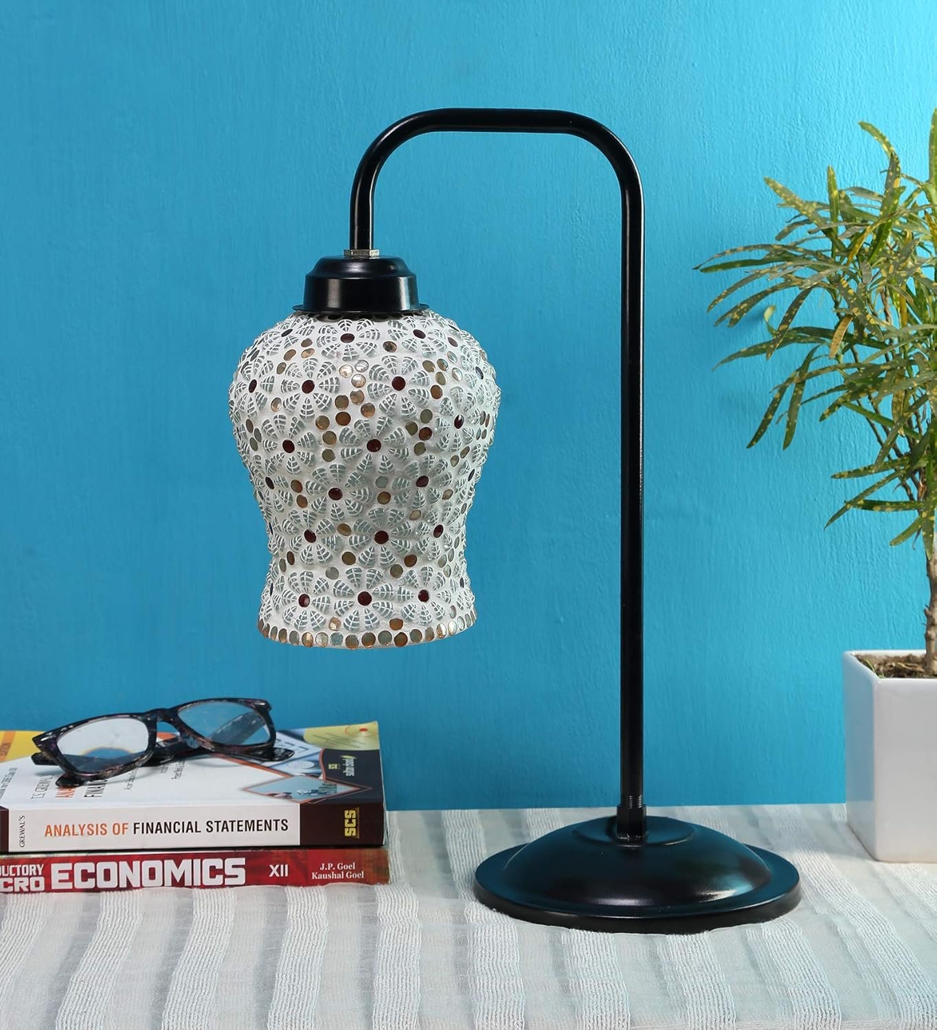 Mosaic Multicolor Glass Table LAMP with Black Base