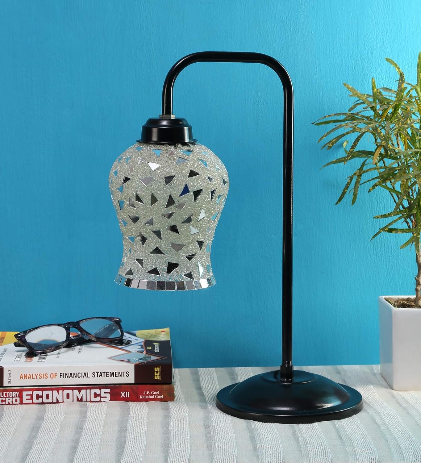 Mosaic Multicolor Glass Table LAMP with Black Base