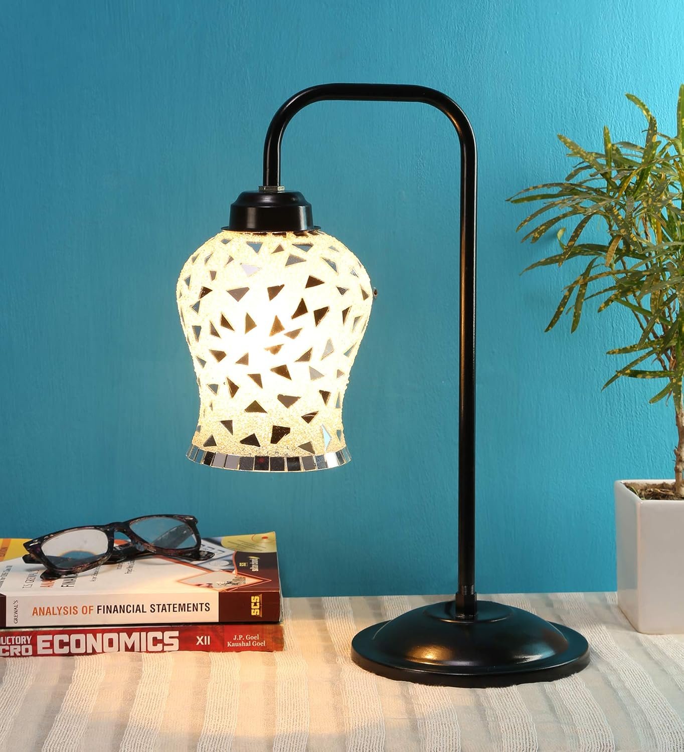 Mosaic Multicolor Glass Table LAMP with Black Base