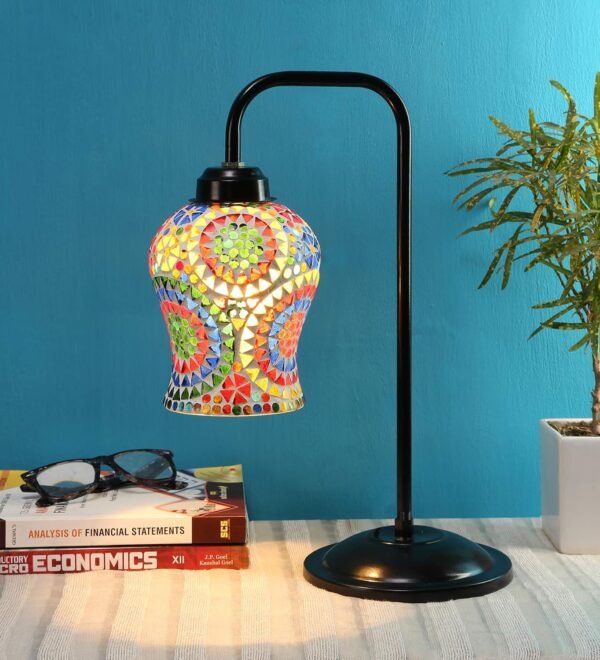 Mosaic Multicolor Glass Table LAMP with Black Base