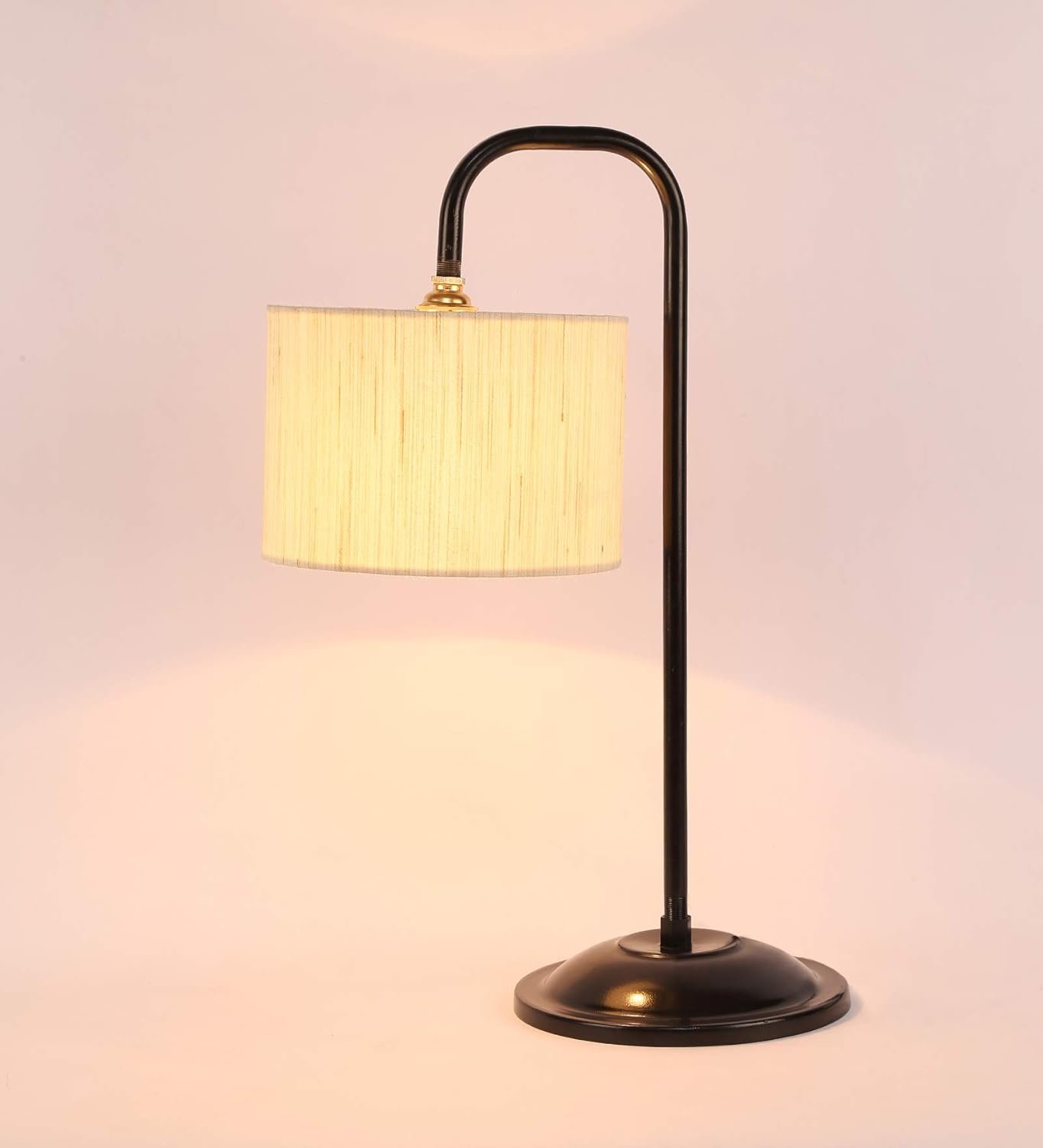 Off White Cotton Table LAMP with Black Base