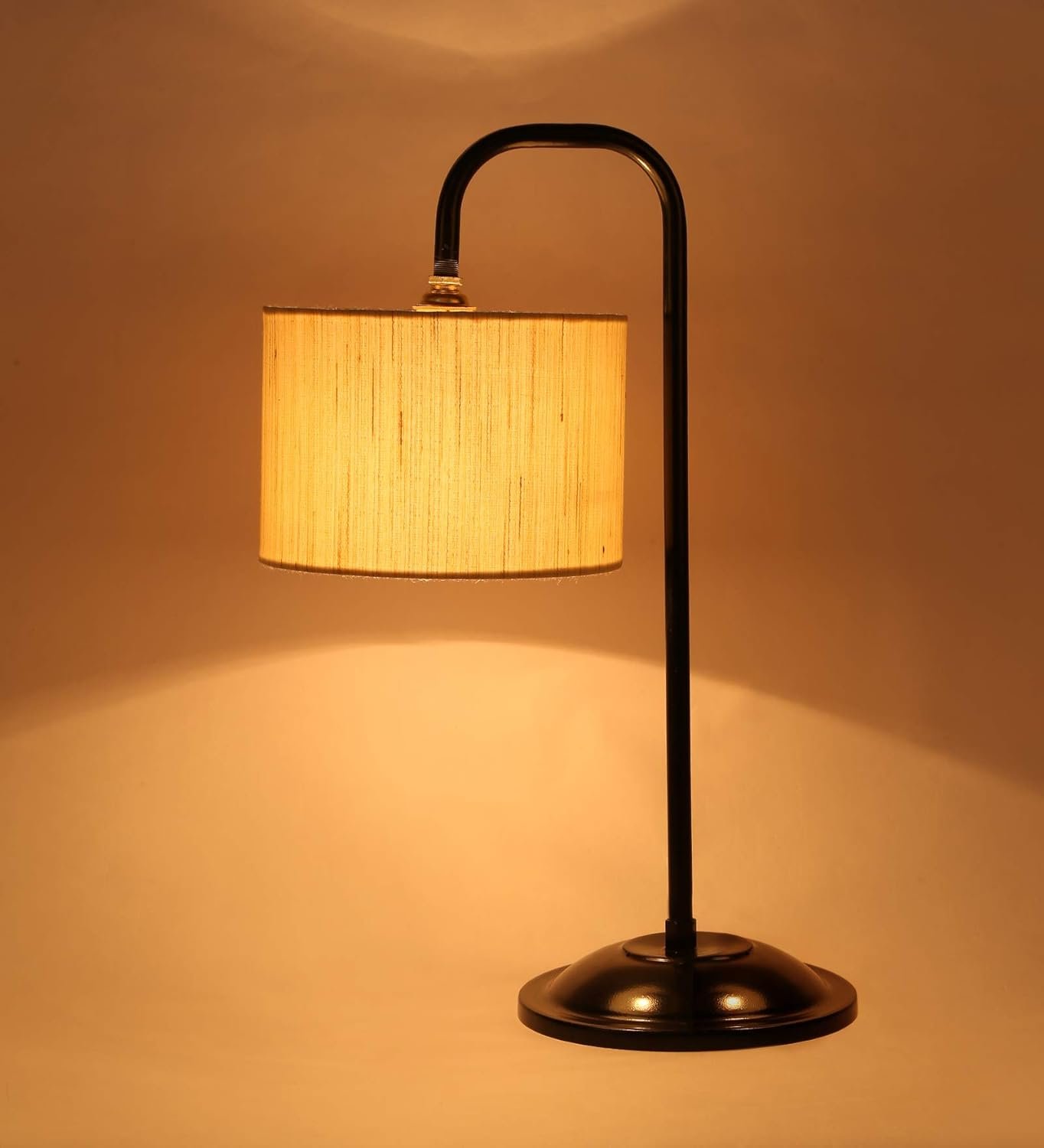 Off White Cotton Table LAMP with Black Base