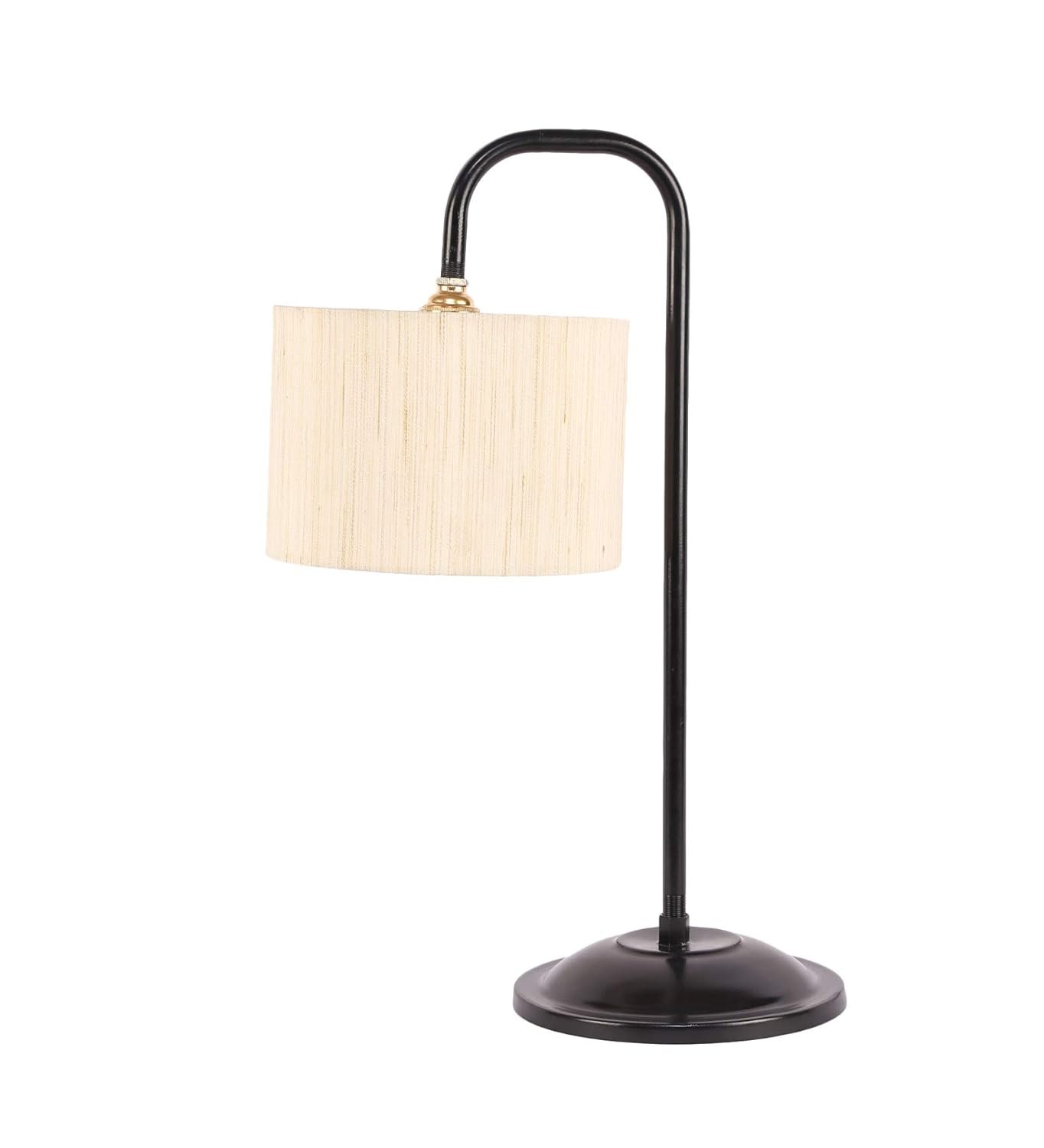 Off White Cotton Table LAMP with Black Base