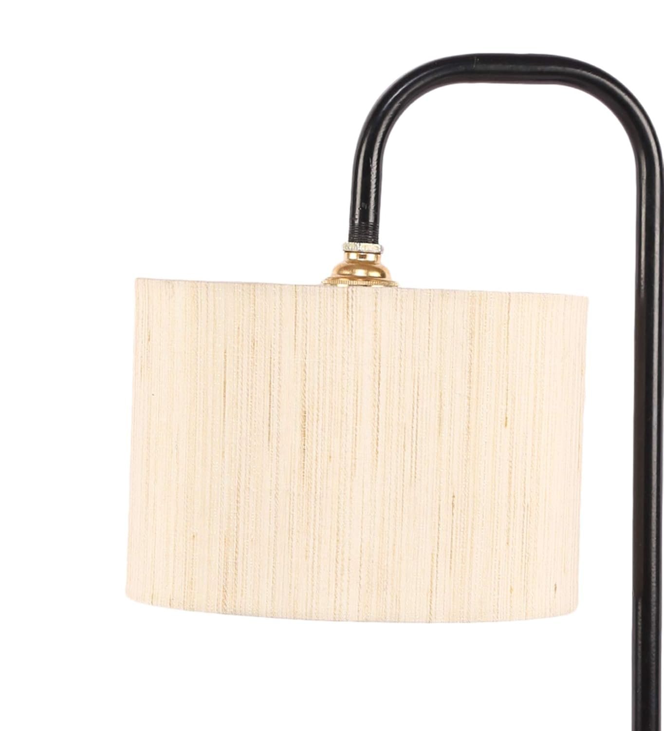 Off White Cotton Table LAMP with Black Base