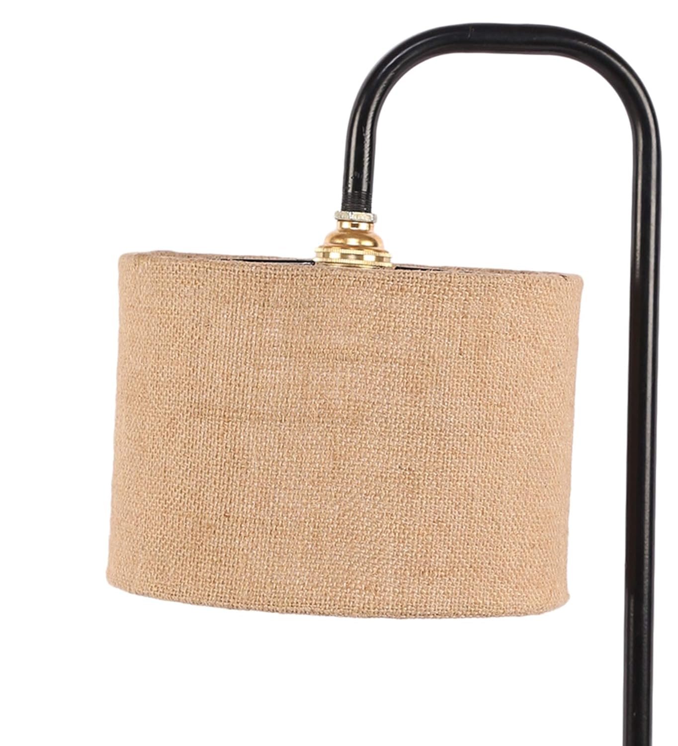 Beige Jute Table LAMP with Black Base