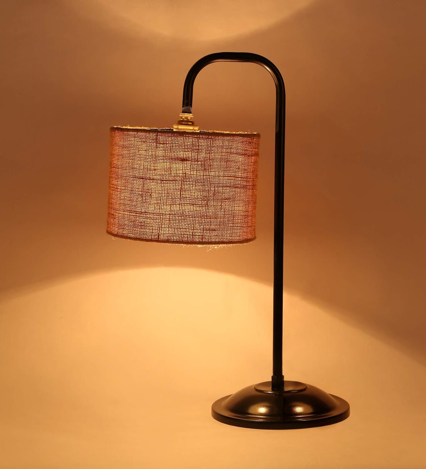 Beige Jute Table LAMP with Black Base