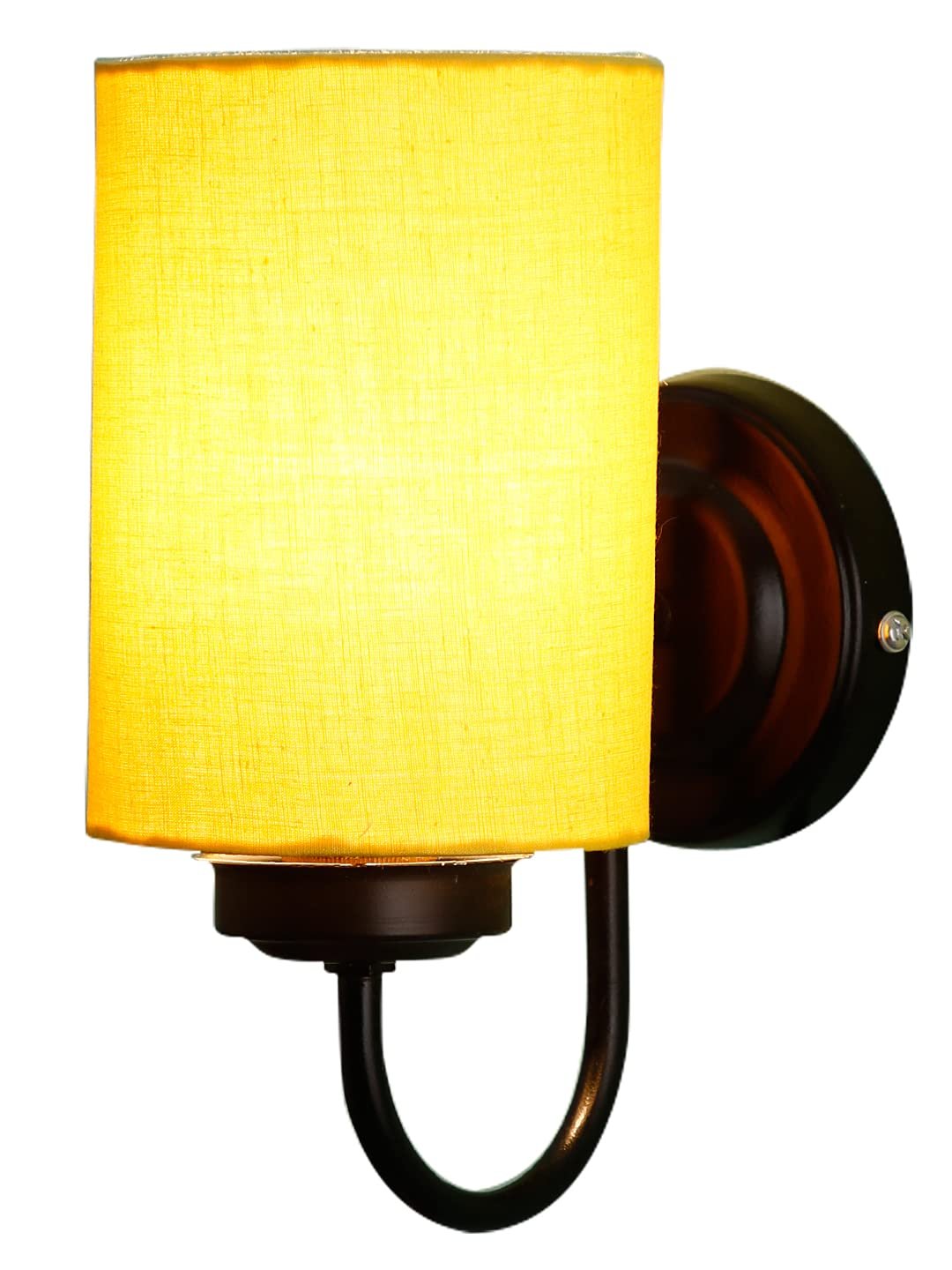 Yellow Cotton Wall Mounted lamp with Black Base