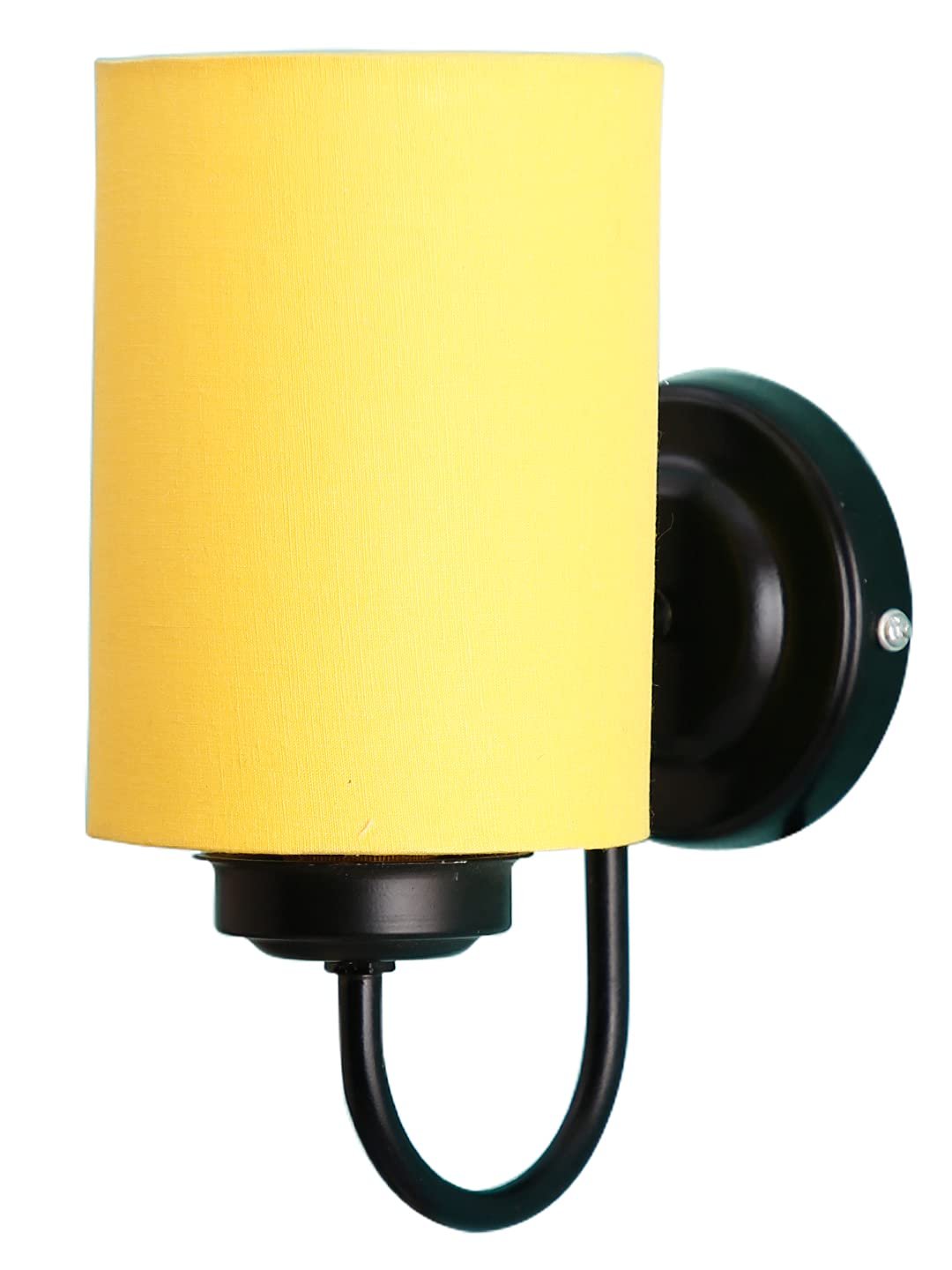 Yellow Cotton Wall Mounted lamp with Black Base