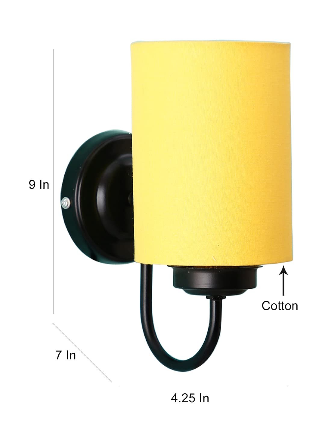Yellow Cotton Wall Mounted lamp with Black Base