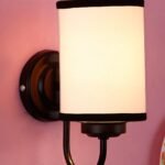 Multicolor Cotton Wall Mounted lamp with Black Base,V43