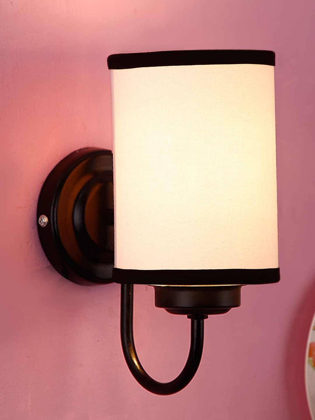 Multicolor Cotton Wall Mounted lamp with Black Base,V43