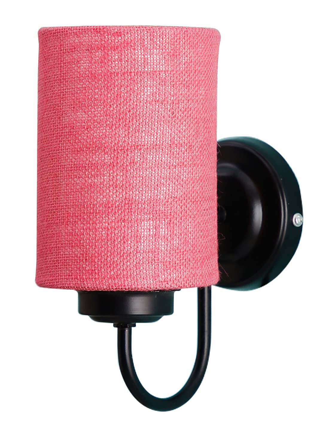 Pink Jute Wall Mounted lamp with Black Base