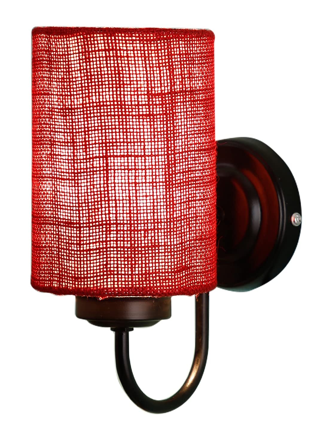 Maroon Jute Wall Mounted lamp with Black Base