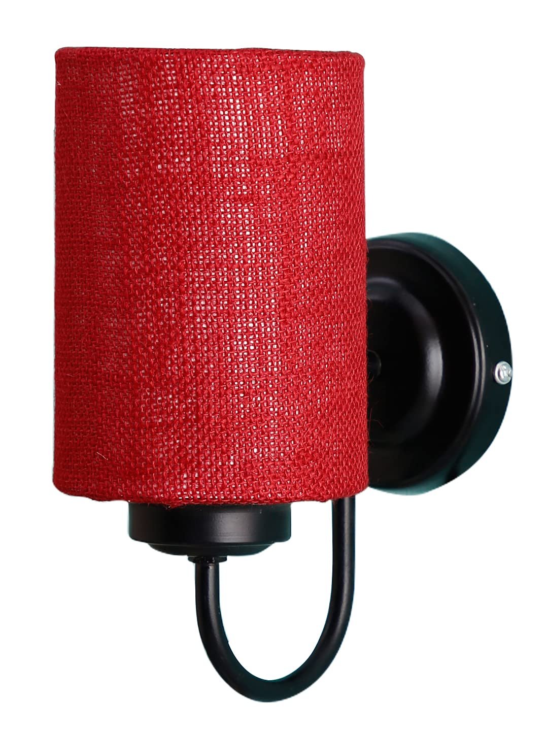 Maroon Jute Wall Mounted lamp with Black Base