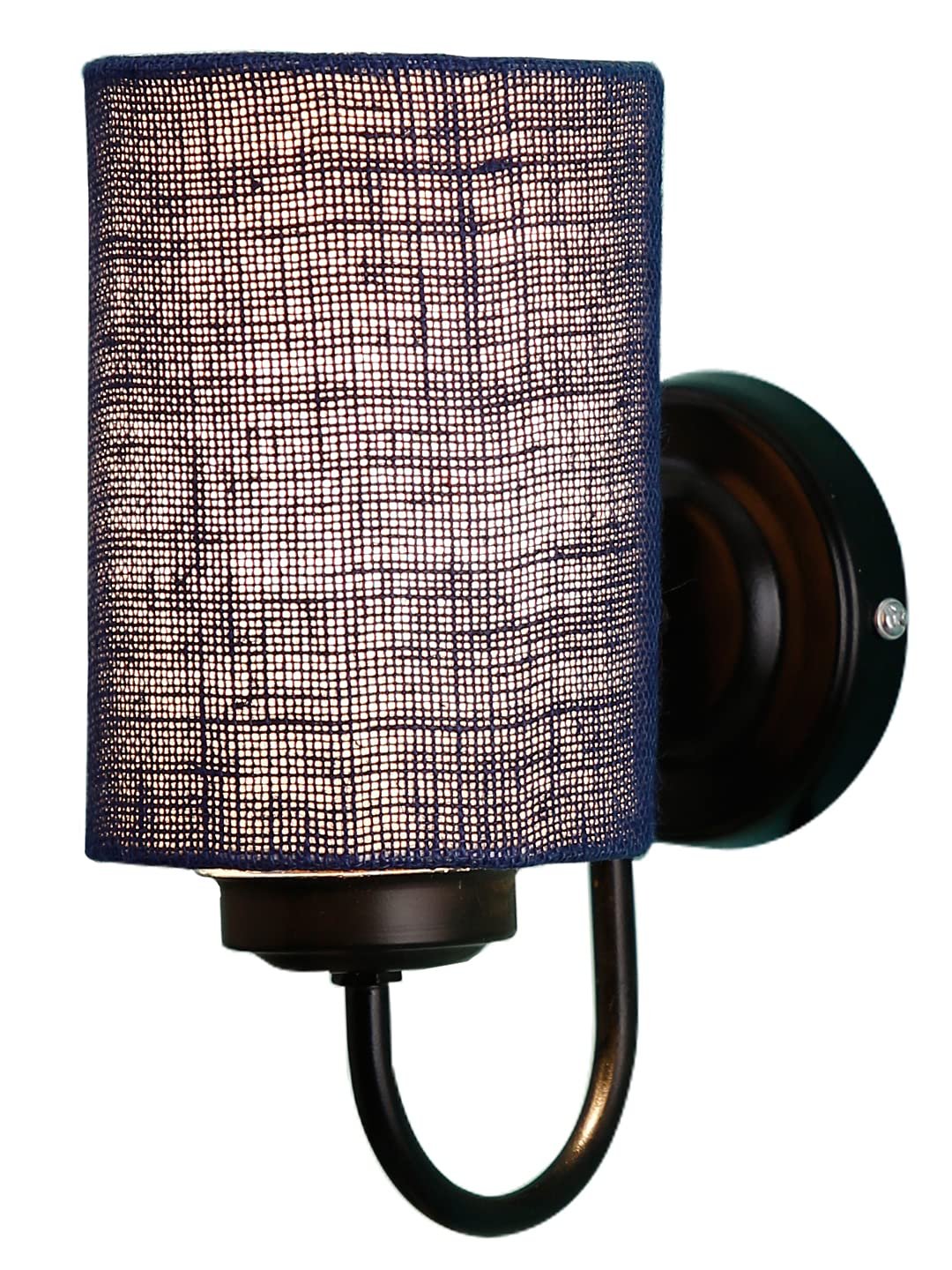 Blue Jute Wall Mounted lamp with Black Base
