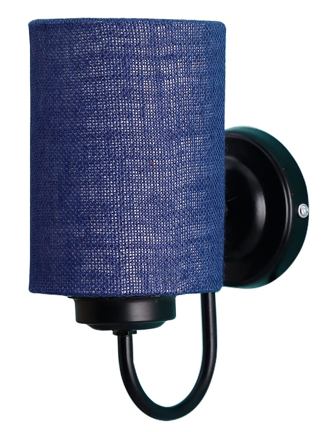 Blue Jute Wall Mounted lamp with Black Base