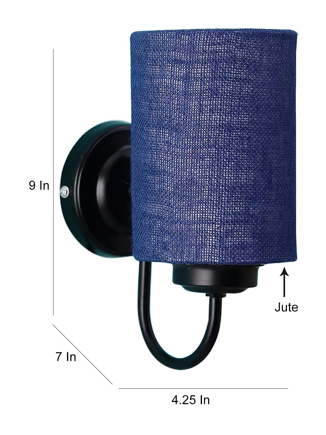 Blue Jute Wall Mounted lamp with Black Base