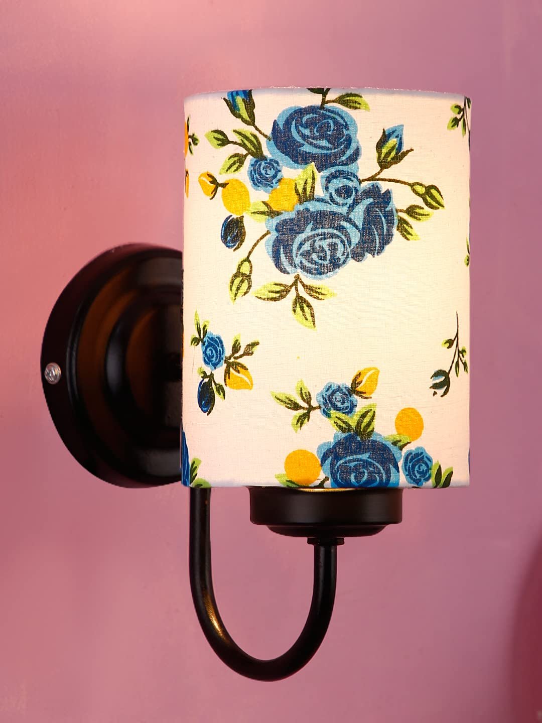 Multicolor Cotton Wall Mounted lamp with Black Base,V47