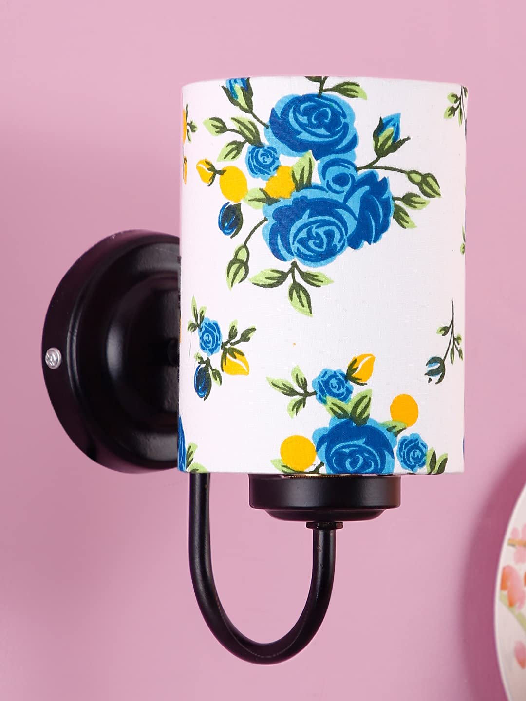 Multicolor Cotton Wall Mounted lamp with Black Base,V47