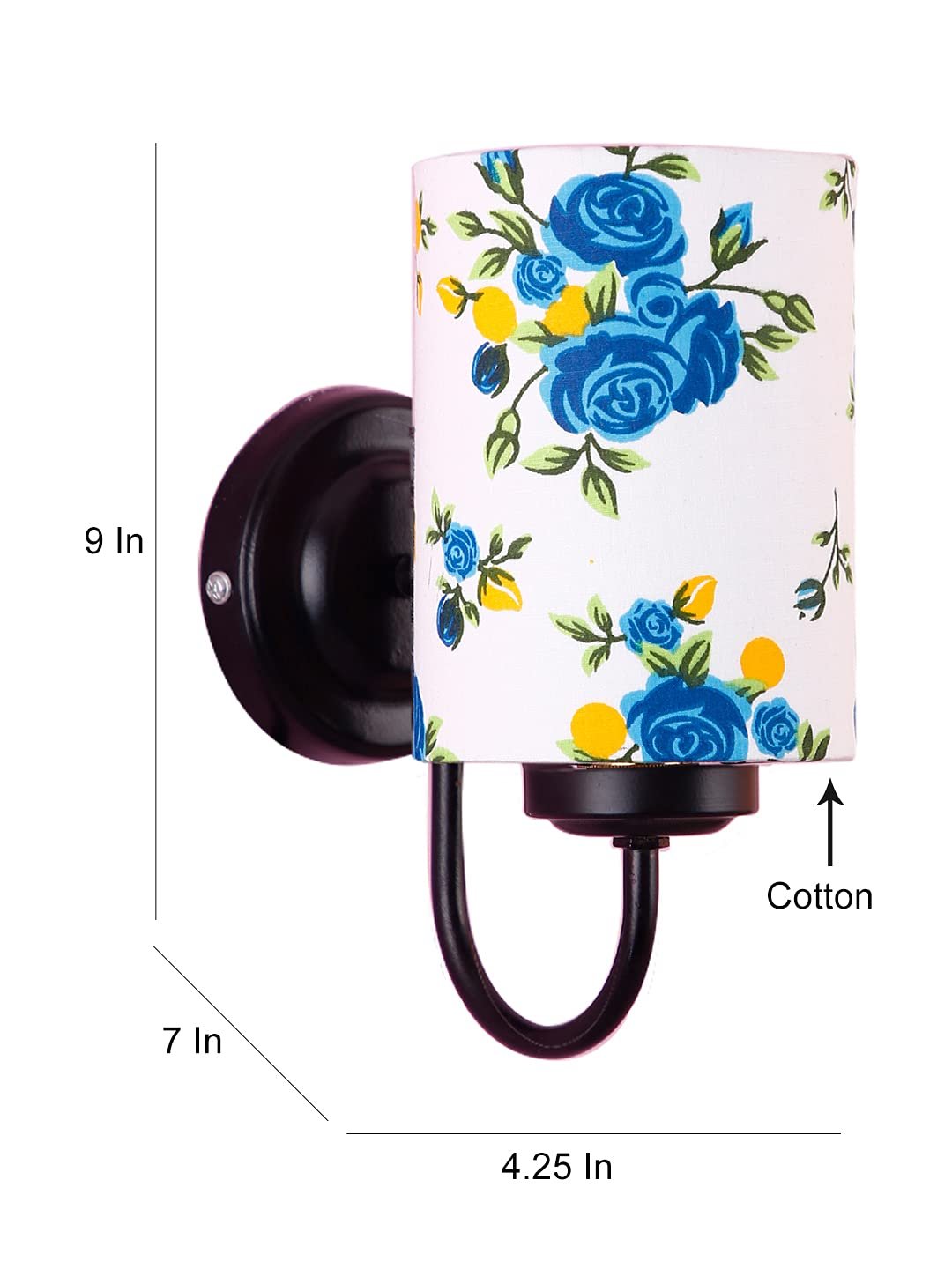 Multicolor Cotton Wall Mounted lamp with Black Base,V47