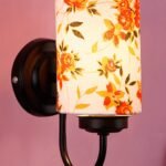 Multicolor Cotton Wall Mounted lamp with Black Base,V48