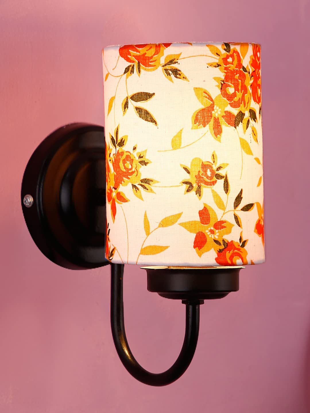 Multicolor Cotton Wall Mounted lamp with Black Base,V48