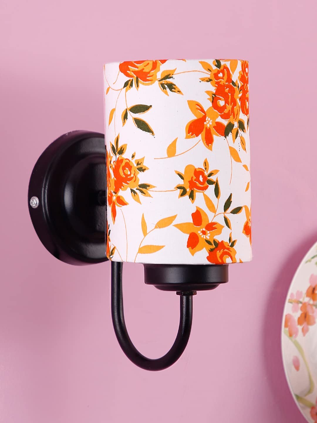 Multicolor Cotton Wall Mounted lamp with Black Base,V48
