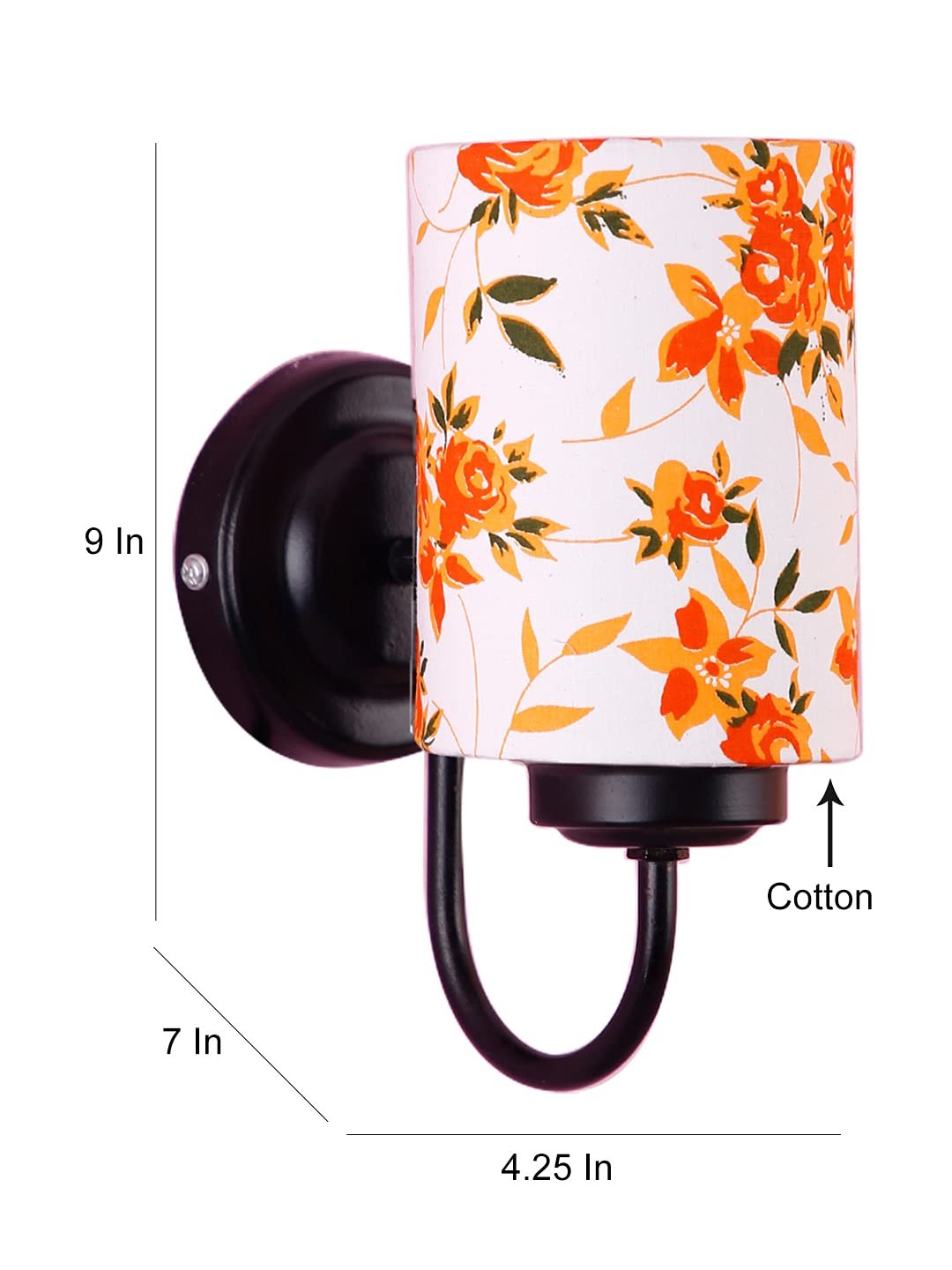 Multicolor Cotton Wall Mounted lamp with Black Base,V48