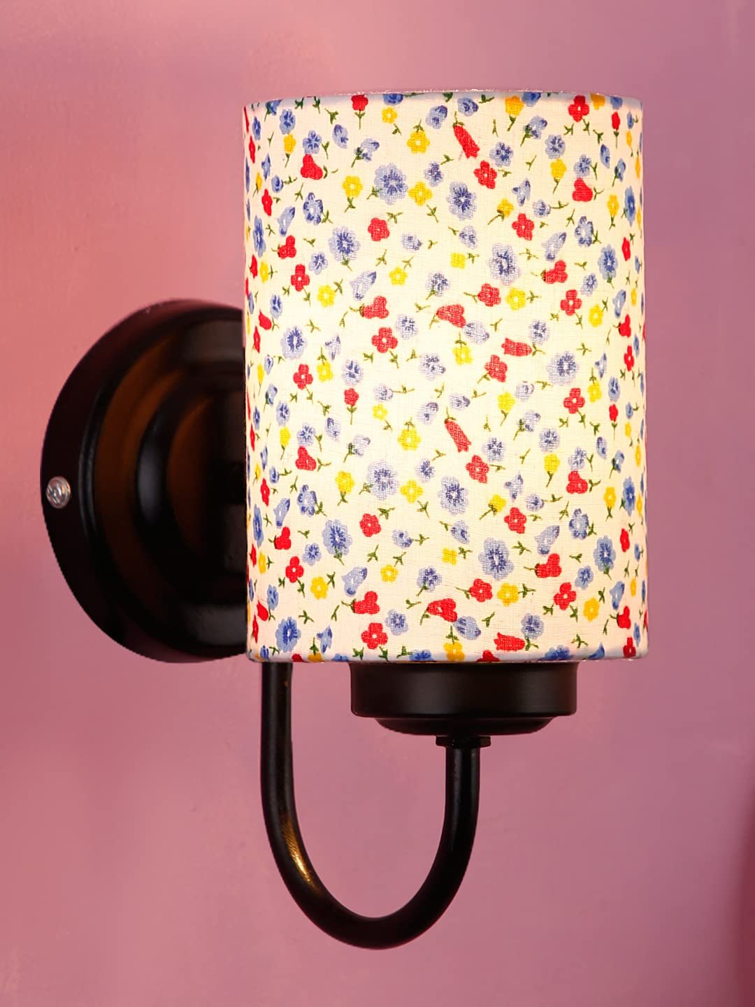 Multicolor Cotton Wall Mounted lamp with Black Base,V49