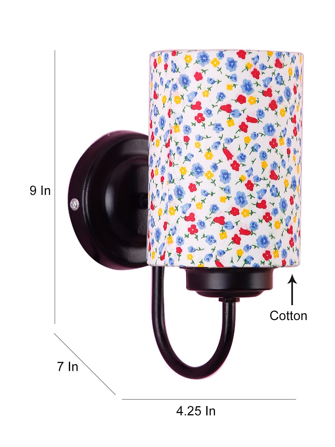 Multicolor Cotton Wall Mounted lamp with Black Base,V49