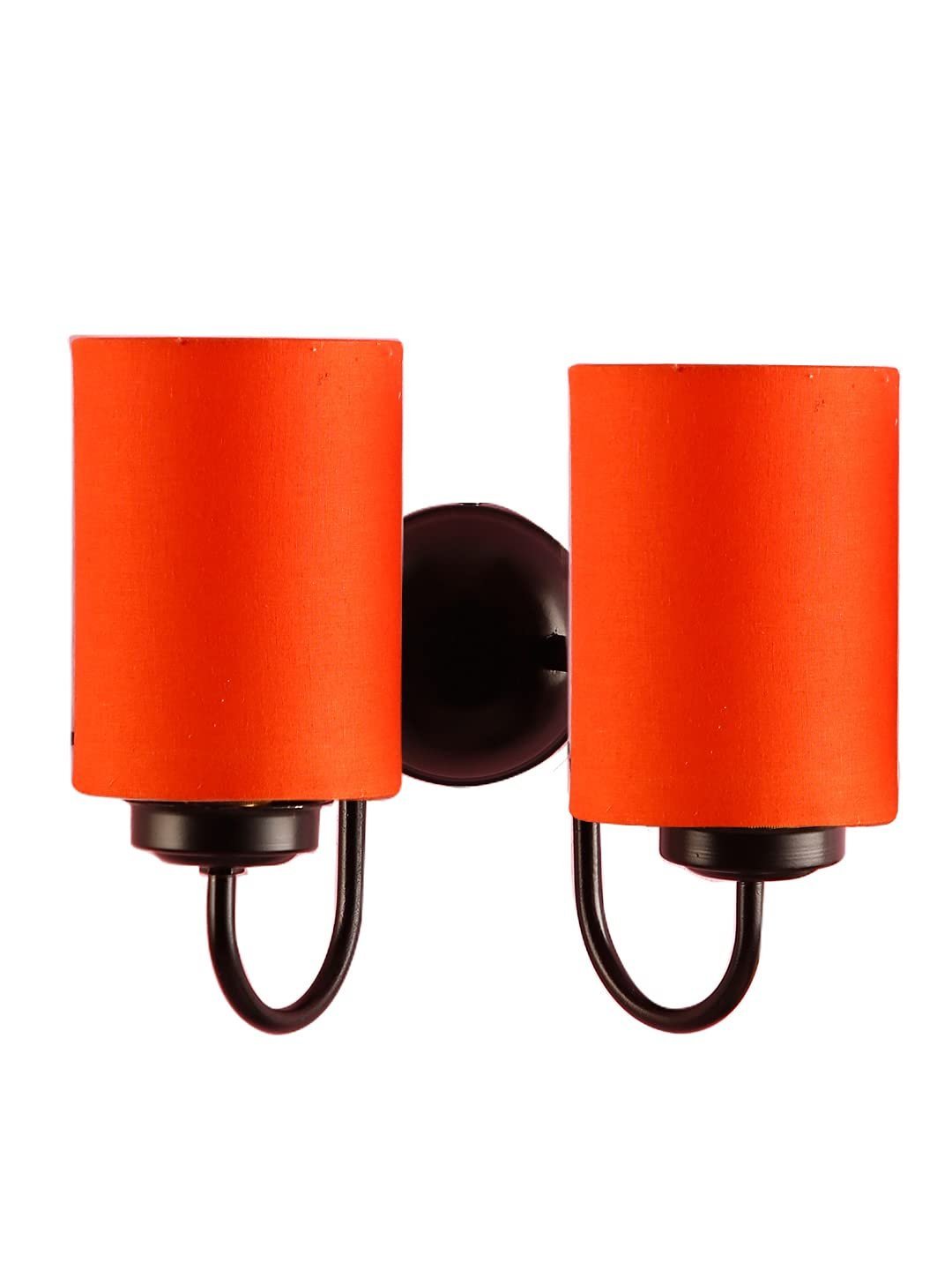 Orange Cotton Double Wall Mounted lamp with Black Base