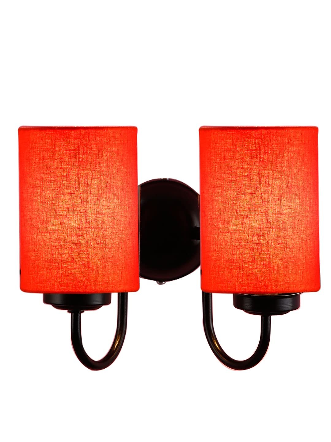 Orange Cotton Double Wall Mounted lamp with Black Base